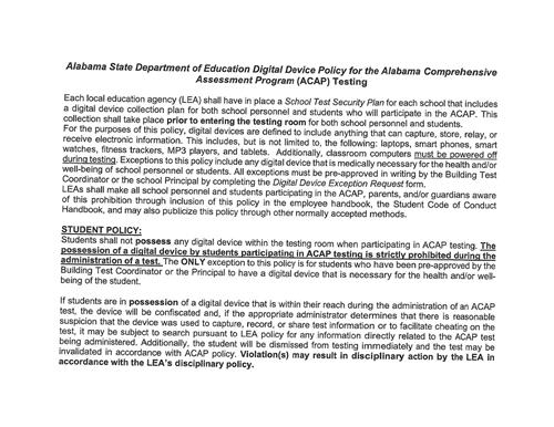 ACAP digital device policy